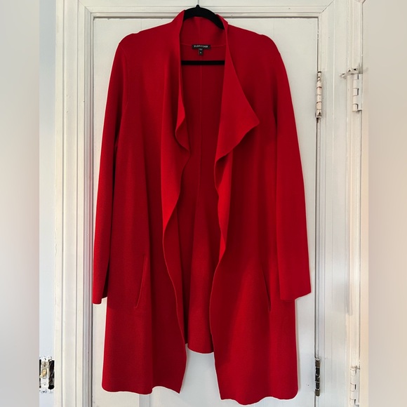Eileen Fisher Red Open Draped Silk Blend Cardigan Size XL - Picture 1 of 6